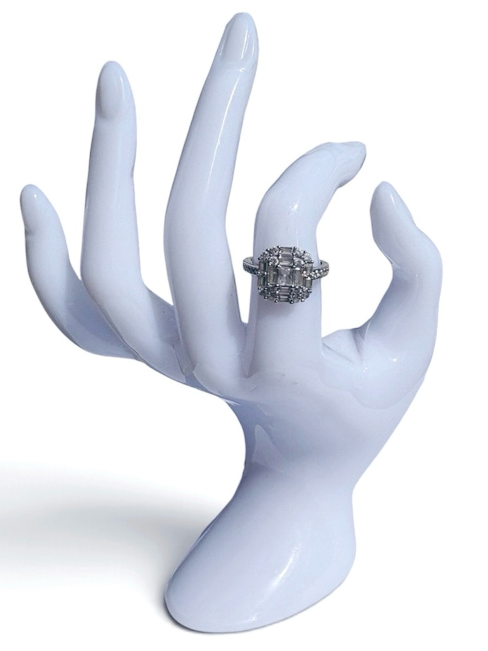 Elegant Sterling Silver Art Deco Cluster Ring